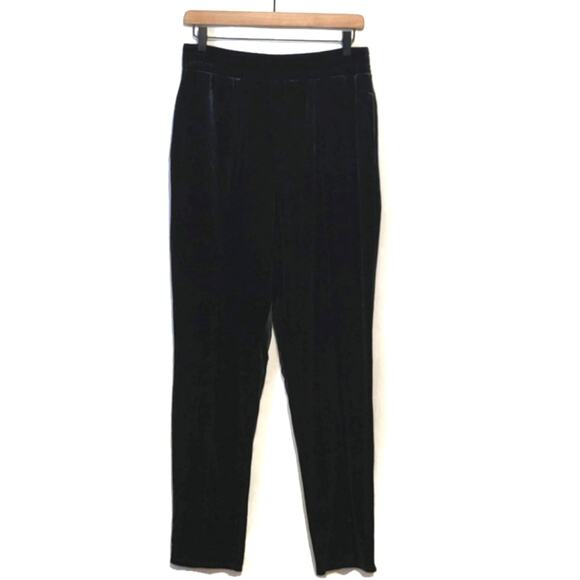 Open Edit Black Velvet Skinny Pants High Rise Ankle Chic Party Night Out Size M - Picture 2 of 12